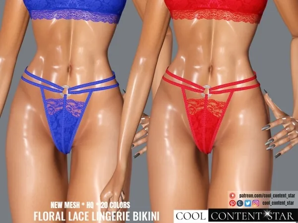 Alpha Floral Lace Bikini cool_content_star by cool_content_star - The Sims 4 Custom Content