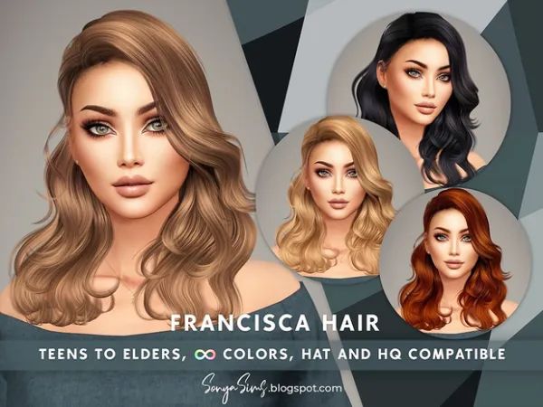 Alpha Francisca Hair by SonyaSims - The Sims 4 Custom Content