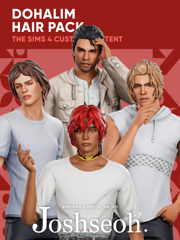 Maxis Match Dohalim Hair Pack (jo_se_oh joshseoh) by simsfinds - The Sims 4 Custom Content