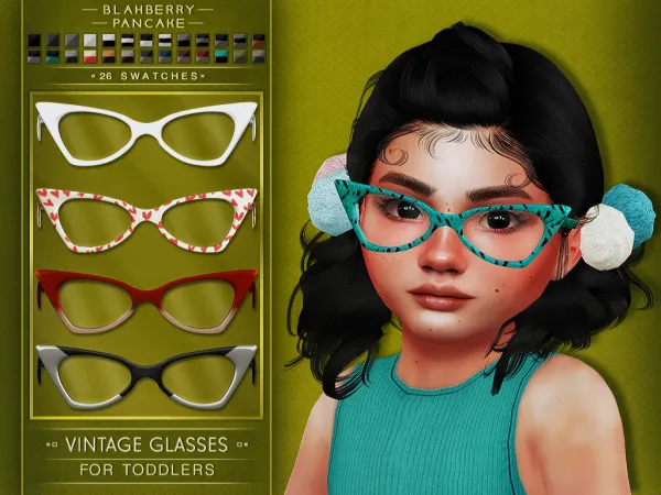 Alpha VINTAGE GLASSES TODDLERS BLAHBERRY PANCAKE by blahberry-pancake - The Sims 4 Custom Content