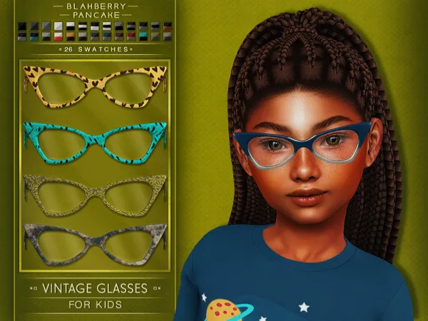 Alpha VINTAGE GLASSES KIDS BLAHBERRY PANCAKE by blahberry-pancake - The Sims 4 Custom Content
