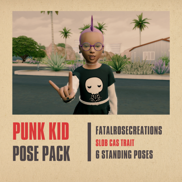 Maxis Match Punk Kid Pose Pack by fatalrosecreations - The Sims 4 Custom Content