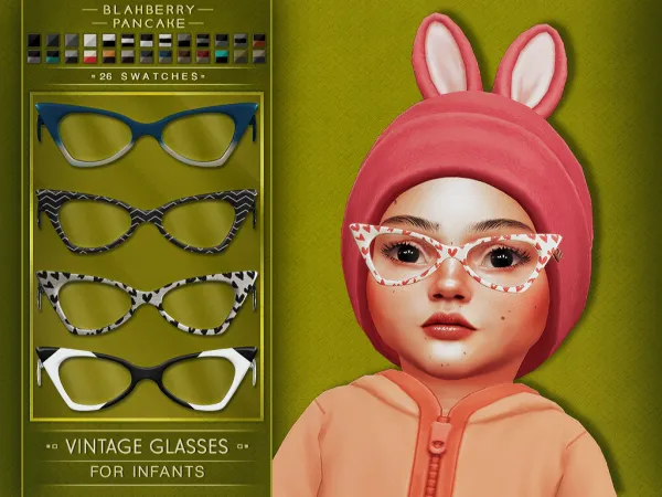 Alpha VINTAGE GLASSES INFANTS BLAHBERRY PANCAKE by blahberry-pancake - The Sims 4 Custom Content