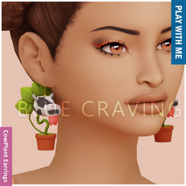 Maxis Match Blue Craving CowPlant Earrings by bluecraving - The Sims 4 Custom Content