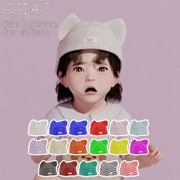 Alpha acc)Candy Beanie for infant by simsfinds - The Sims 4 Custom Content