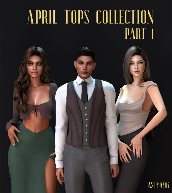 Alpha April Tops Collection 2023 Part 1 by simsfinds - The Sims 4 Custom Content