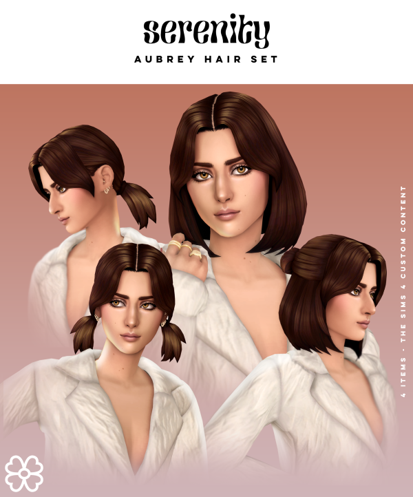 Maxis Match Aubrey Hair Set (4 items) by simsfinds - The Sims 4 Custom Content
