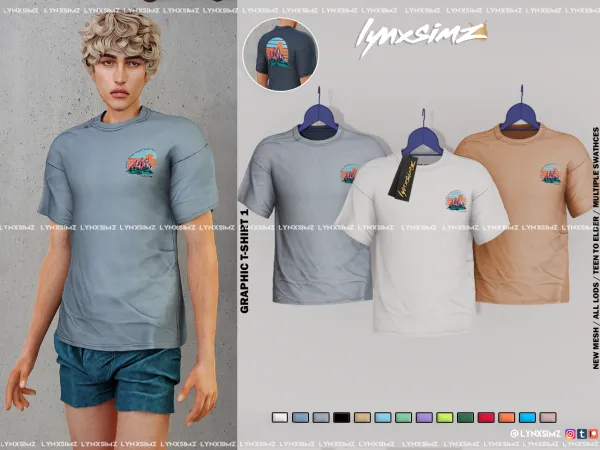 Alpha Graphic T shirt 1 by LYNXSIMZ - The Sims 4 Custom Content