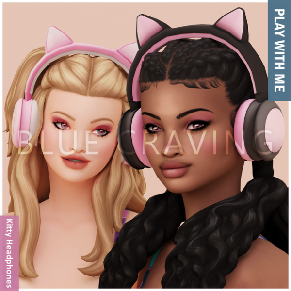 Mix Blue Craving Kitty Headset by bluecraving - The Sims 4 Custom Content