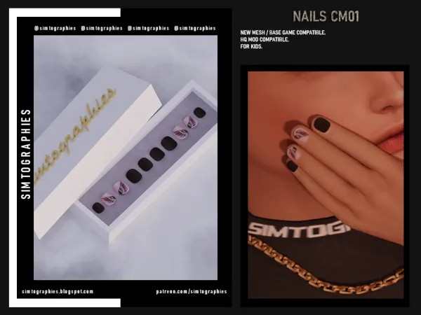 Alpha Nails CM01 by simtographies - The Sims 4 Custom Content