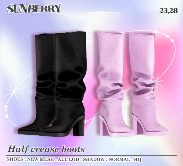 Alpha [SUNBERRY]half crease boots 2328 (Early access) by simsfinds - The Sims 4 Custom Content