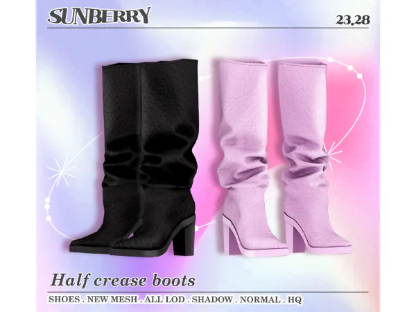 Alpha [SUNBERRY]half crease boots 2328 (Early access) by SUNBERRY - The Sims 4 Custom Content