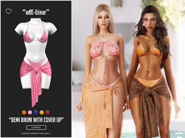 Alpha Off Line Demi Bikini With Cover Up by bergdorfsims - The Sims 4 custom content
