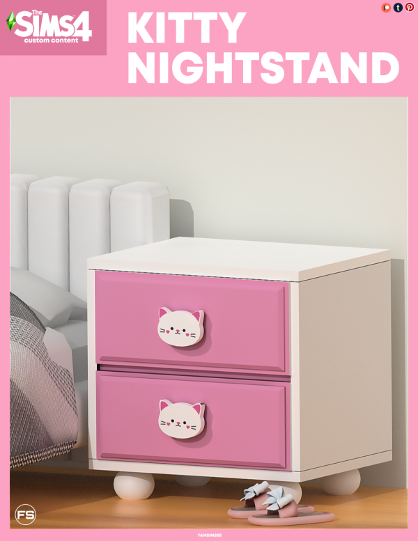 Mix Kitty Nightstand by simsfinds - The Sims 4 Custom Content