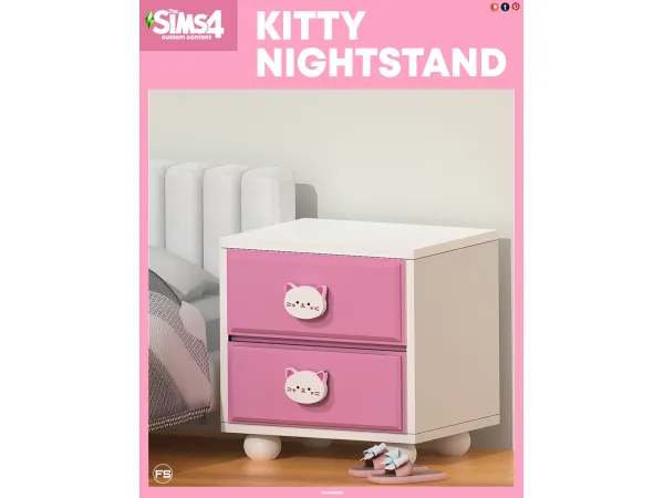 Mix Kitty Nightstand by FamSimsss - The Sims 4 Custom Content
