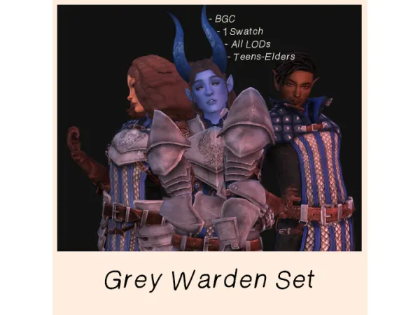 Maxis Match Grey Warden Set - The Sims 4 Custom Content