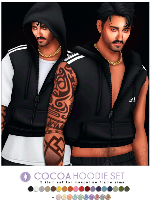 Maxis Match Cocoa Hoodie Set Add Ons by simsfinds - The Sims 4 Custom Content