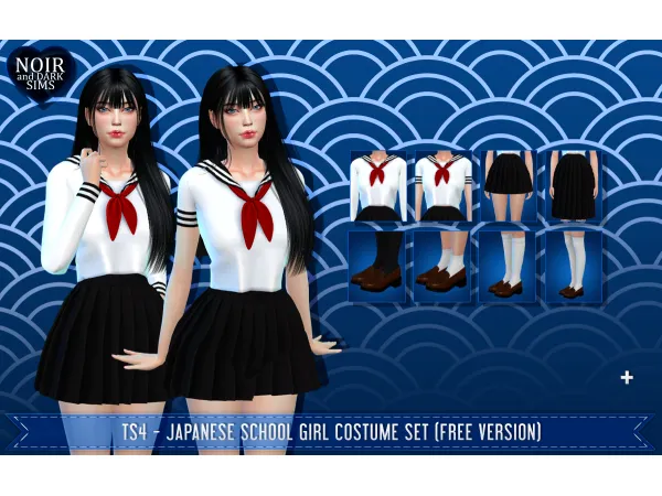 Maxis Match Japanese School Girl Costume Set [Free Version] by simsfinds - The Sims 4 Custom Content
