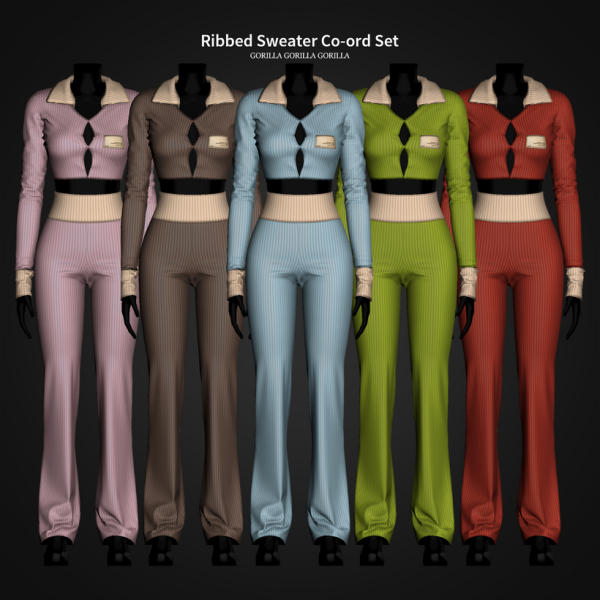 Alpha Ribbed Sweater Co ord Set by simsfinds - The Sims 4 Custom Content