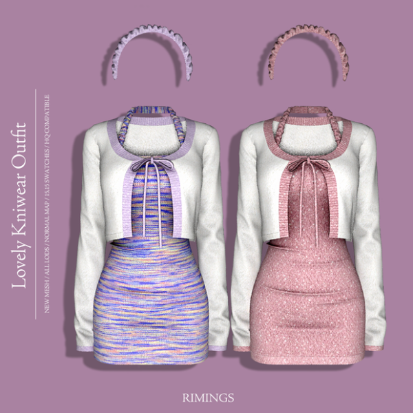 Alpha [RIMINGS] Lovely Kniwear Outfit by simsfinds - The Sims 4 Custom Content