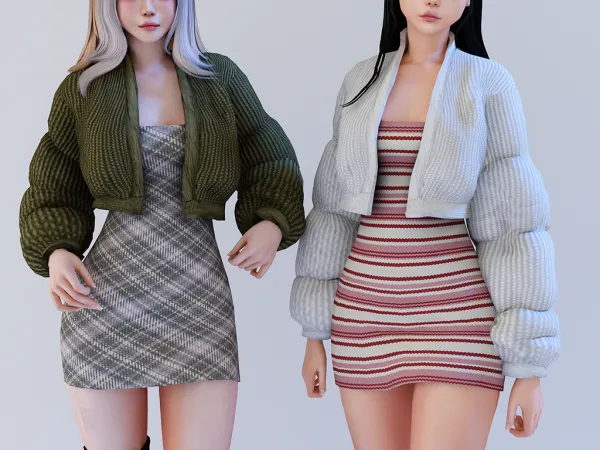 Alpha Puffer with mini dress Babyetears by babyetears - The Sims 4 Custom Content