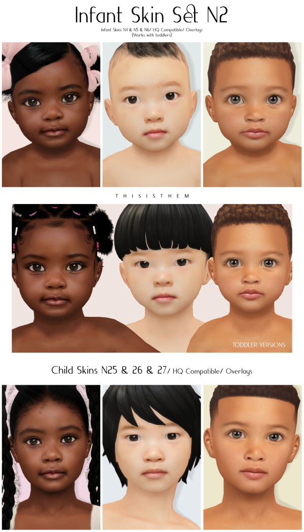 Alpha Infant Skin Set N2 Child Skins N25 N26 N27 by thisisthem - The Sims 4 Custom Content
