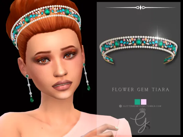 Mix Flower Gem Tiara by simsfinds - The Sims 4 Custom Content