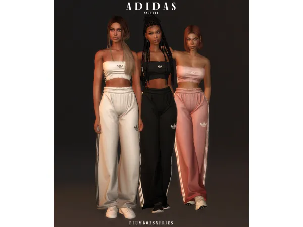 Alpha plumbobsnfries ADIDAS outfit (f) by plumbobsnfries - The Sims 4 Custom Content