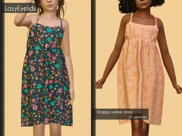 Alpha Strappy summer dress by lazyeyelids - The Sims 4 Custom Content