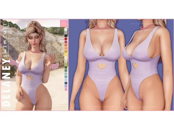 Alpha PEACH Delaney Swimsuit by SM Sims - The Sims 4 Custom Content