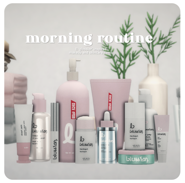 Maxis Match morning routine 11 'glossier' inspired makeup and skincare items updated by simsfinds - The Sims 4 Custom Content