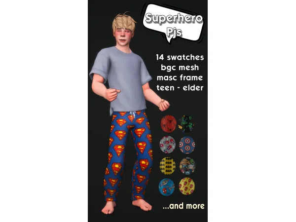Maxis Match Superhero Pjs by CreamLatteDream - The Sims 4 Custom Content