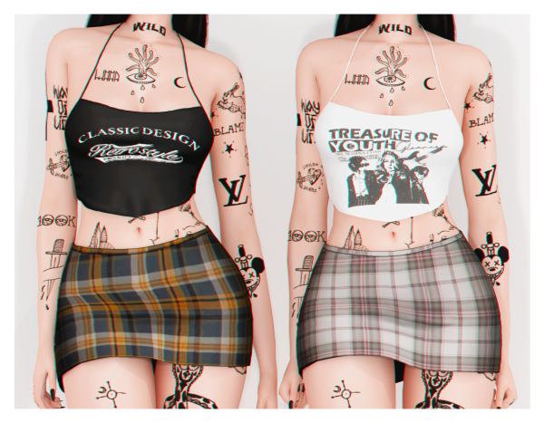 Alpha Allergy Top ' Skirt by plbsims - The Sims 4 Custom Content