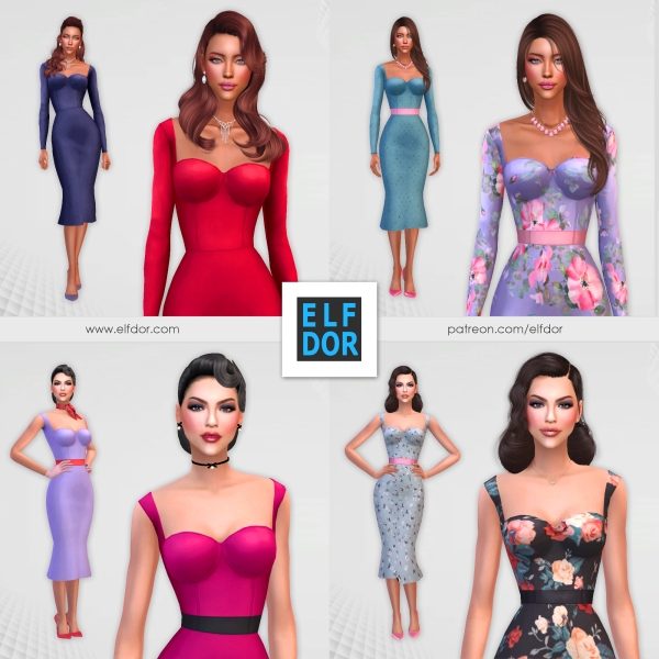 Maxis Match 2023 June 1 Mid Dress by elfdor - The Sims 4 Custom Content