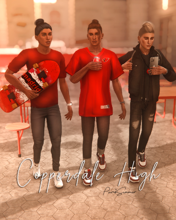 Maxis Match Copperdale High 4 group and 4 couple poses by simsfinds - The Sims 4 Custom Content