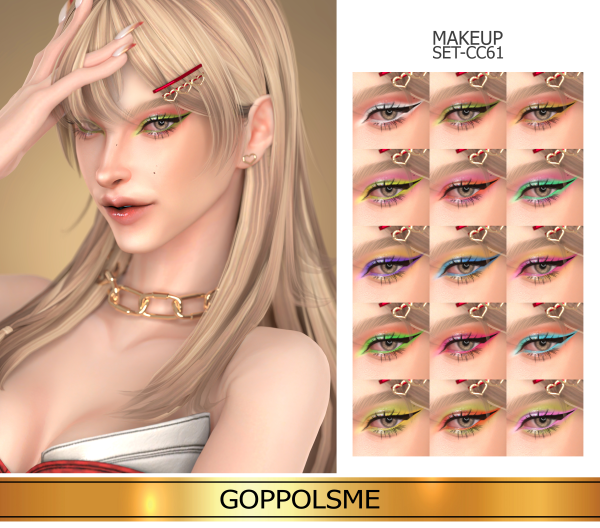 Alpha GPME GOLD MAKEUP SET CC61 by simsfinds - The Sims 4 Custom Content