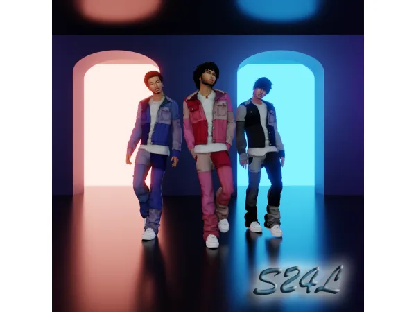 Alpha Patchwork Denim Set by Sailor24Love Sims - The Sims 4 Custom Content