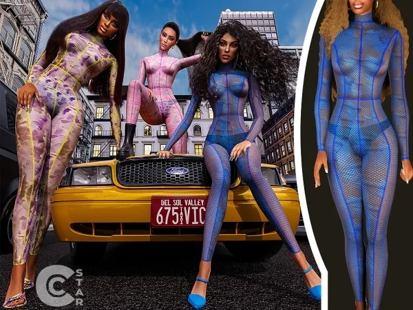 Alpha Printed Catsuit 3 cool_content_star by cool_content_star - The Sims 4 custom content