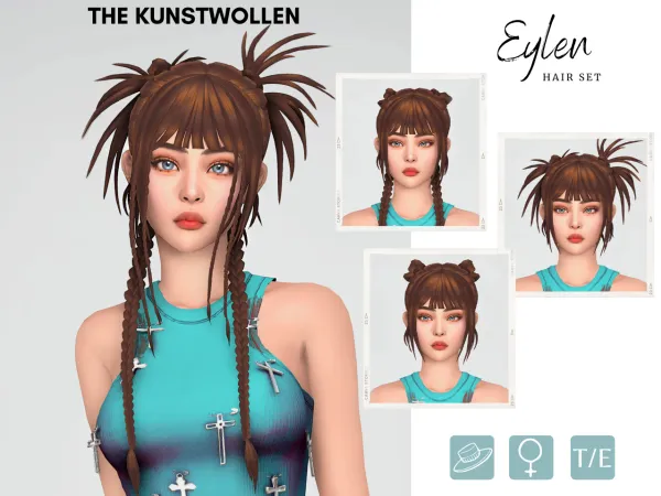 Maxis Match Eylen hair set by simsfinds - The Sims 4 Custom Content