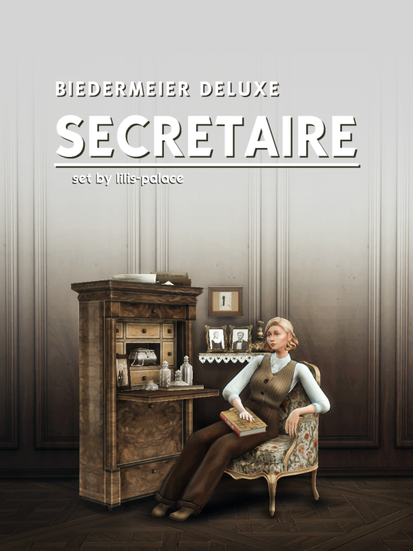 Mix INTARSIA Biedermeier Deluxe Secretaire by simsfinds - The Sims 4 Custom Content