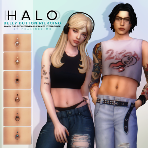Mix HALO Belly Button Piercing by simsfinds - The Sims 4 Custom Content