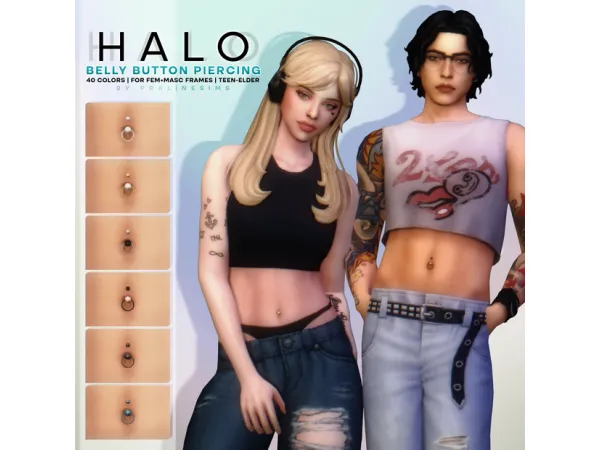 HALO Belly Button Piercing by pralinesims