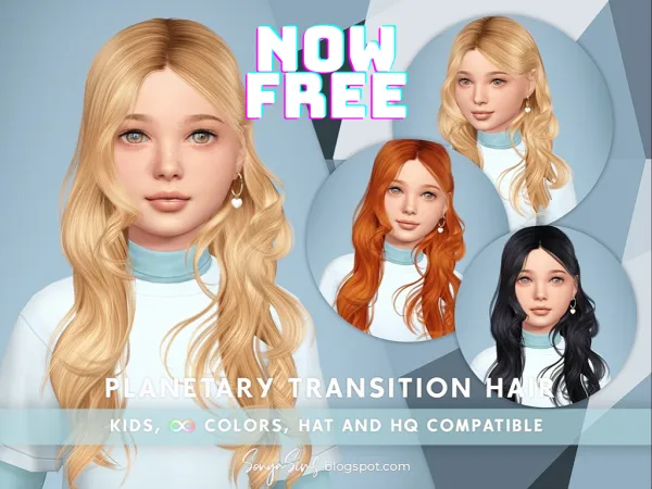 Alpha Planetary Transition Hair for kids by simsfinds - The Sims 4 Custom Content