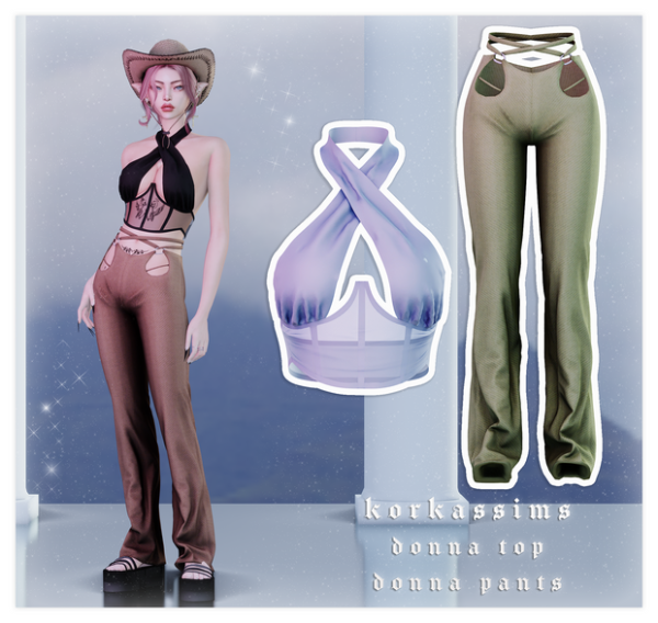 Alpha Donna TopDonna Pants by simsfinds - The Sims 4 Custom Content