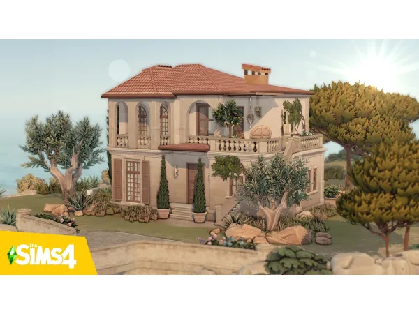 Maxis Match Small Mediterranean house by simsfinds - The Sims 4 Custom Content