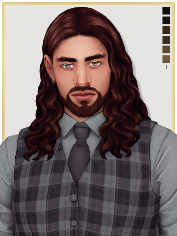 Maxis Match ELESSAR (mini set) male hair (in 4 versions) a beard by simsfinds - The Sims 4 Custom Content