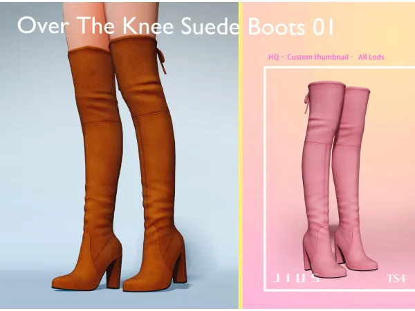 Alpha Download Over The Knee Suede Boots 01 sims by simsfinds - The Sims 4 Custom Content