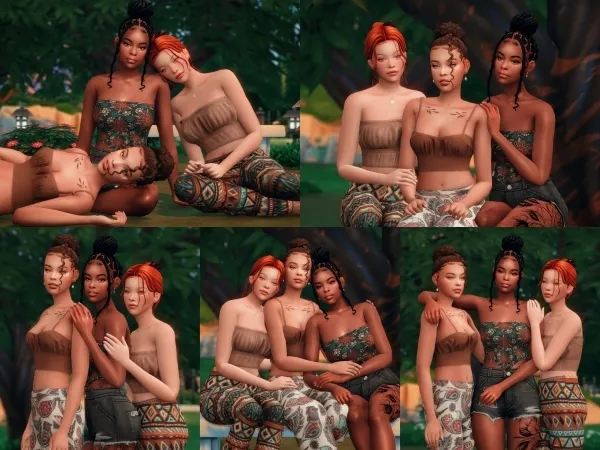 Maxis Match Trio Pose Pack by katverse - The Sims 4 Custom Content