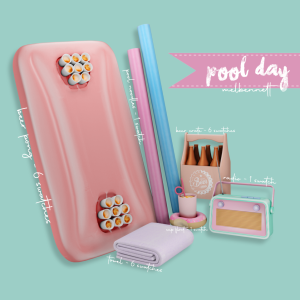 Mix Pool Day Collection by melbennett - The Sims 4 Custom Content