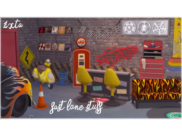 Maxis Match to Fast Lane Stuff Pack by simsfinds - The Sims 4 Custom Content